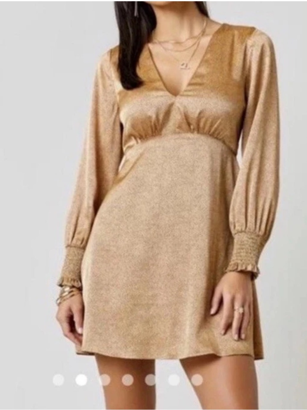 Francesca's Mi Ami Satin Dress Long Sleeves Mini Dots Sz XS Classic Elegant NWOT